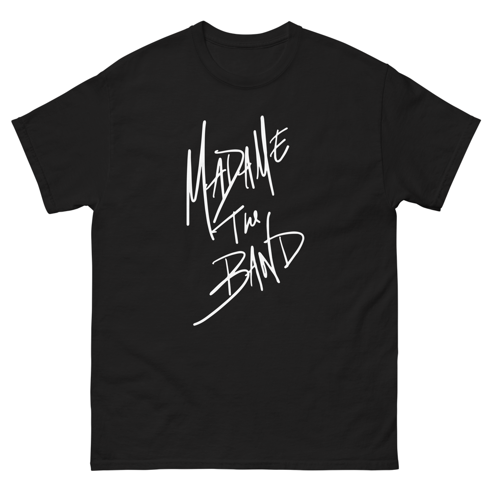 Black Madame The Band T-shirt with the white handwritten band logo